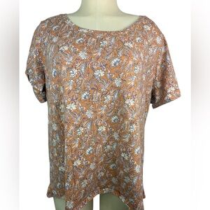 J.Jill Peach Floral Print Women's Top